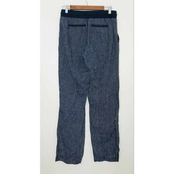 Athleta Cabo Linen Pants Wide Leg Striped Coastal Navy Blue Preppy, 6T - Picture 8 of 13